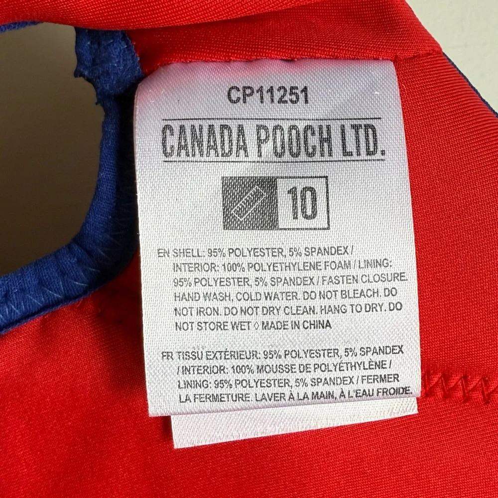 Canada Pooch High Tide Life Dog Jacket - Red/Blue - Size 10